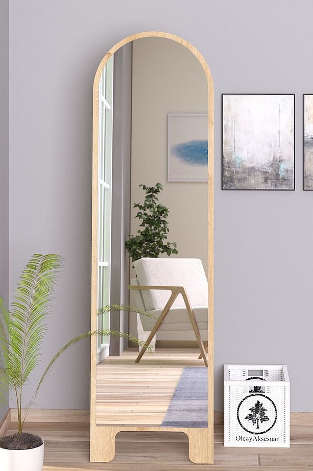 Sonomo 120X43 cm Ayaklı Tek Kubbeli Salon Antre Çocuk Odası Banyo WC Yatak Odası Boy Aynası - 1