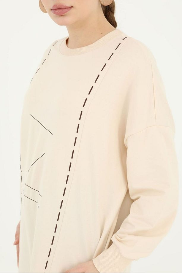 İşlemeli Basic Sweat Tunik - 3