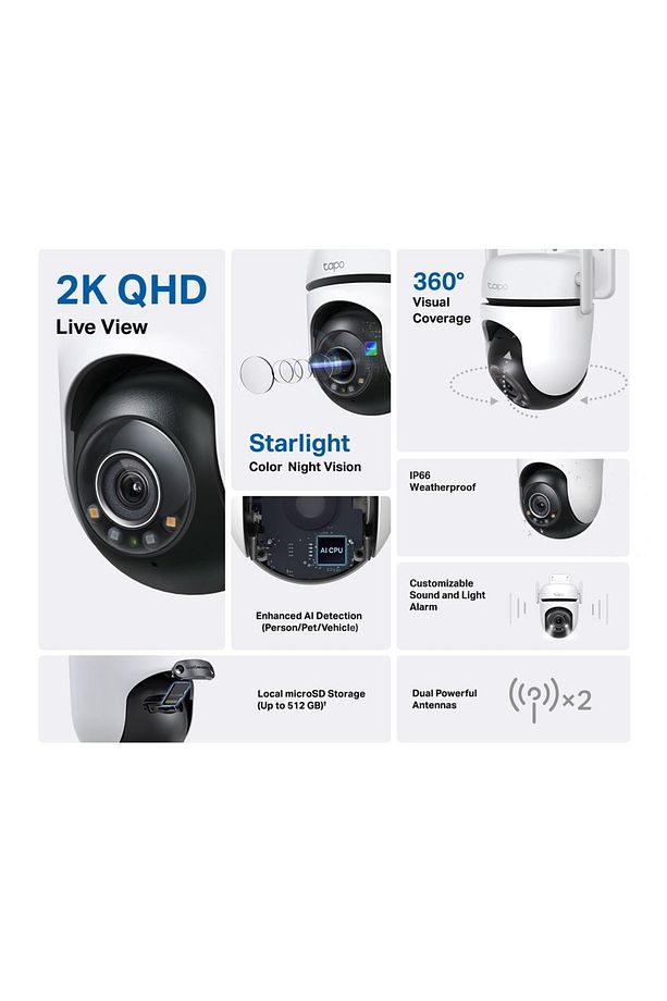 Tapo C520WS, 2K QHD Dış Mekan Wi-Fi/Ethernet Güvenlik Kamerası, Hareket Tespit/Takibi , - 8