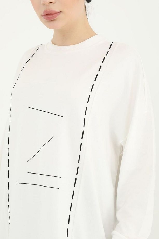 İşlemeli Basic Sweat Tunik - 3