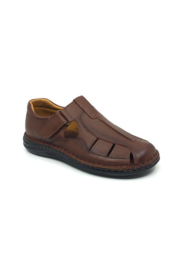 100% Inside and Outside Genuine Leather Orthopedic Summer Comfortable Men's Sandals Slippers 39-44