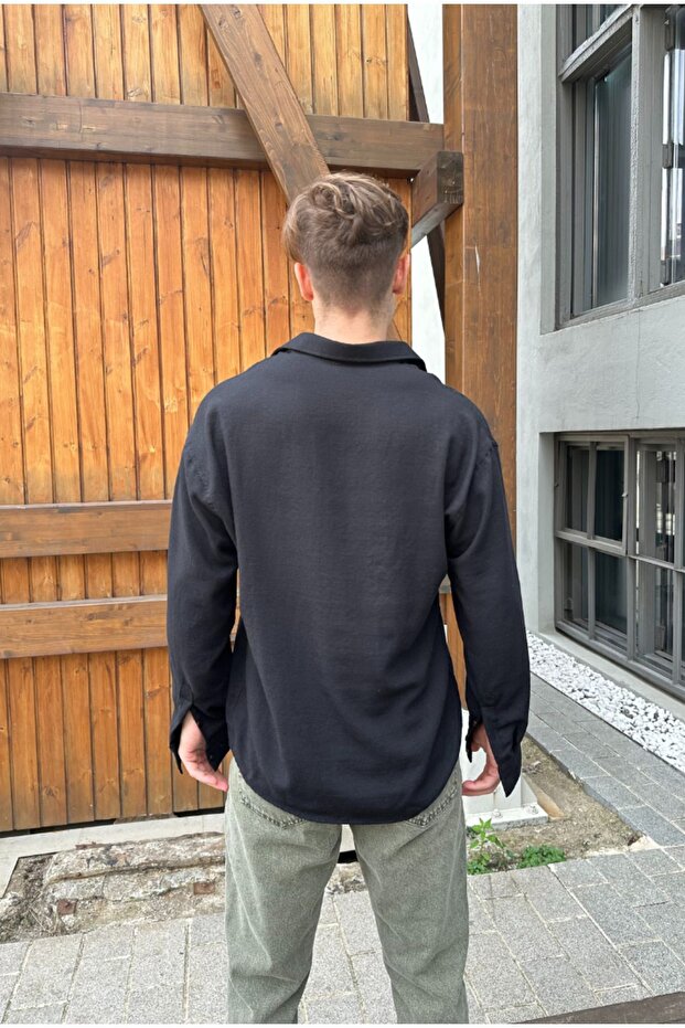 Dokulu oversize gömlek - 6