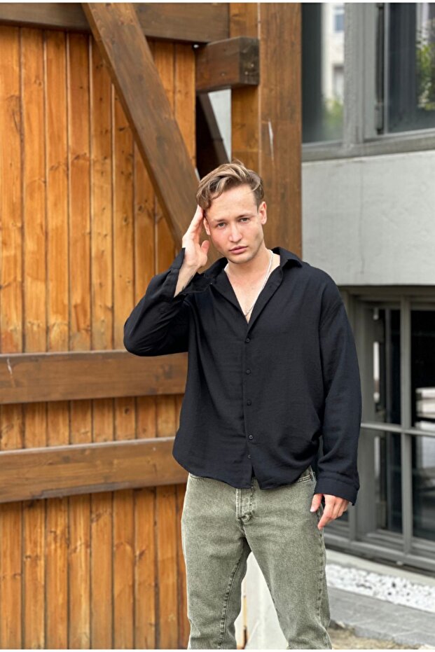 Dokulu oversize gömlek - 1