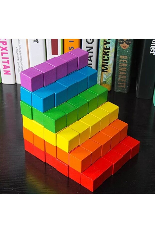 100 قطعة وحدة خشبية ملونة مكعب 2x2x2 سم