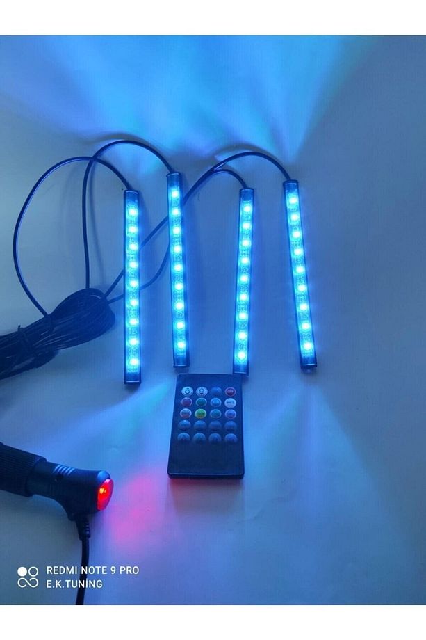 Kumandalı Araç Içi Ayak Altı Led Aydınlatma Rgb 9led Oto Şerit 12 Volt - 5