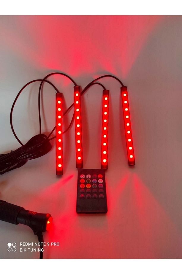 Kumandalı Araç Içi Ayak Altı Led Aydınlatma Rgb 9led Oto Şerit 12 Volt - 6