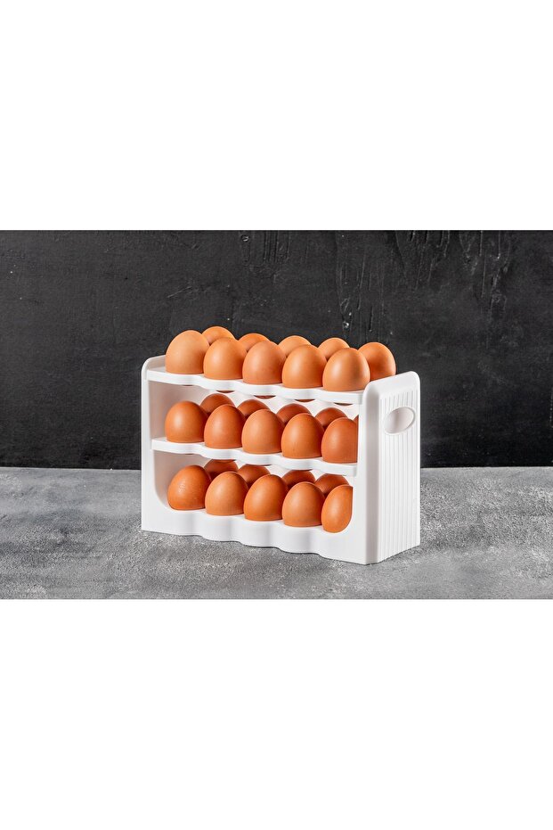 منظم البيض 30 حجرة صندوق البيض 3 طبقات حاوية تخزين منظم الثلاجة - 5