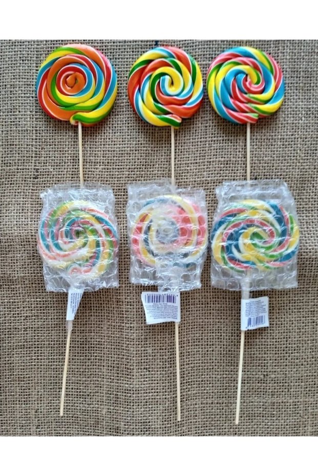 Colorful Mixed Fruit Flavored Wooden Handle Lollipops 100 Pieces 14 Gr