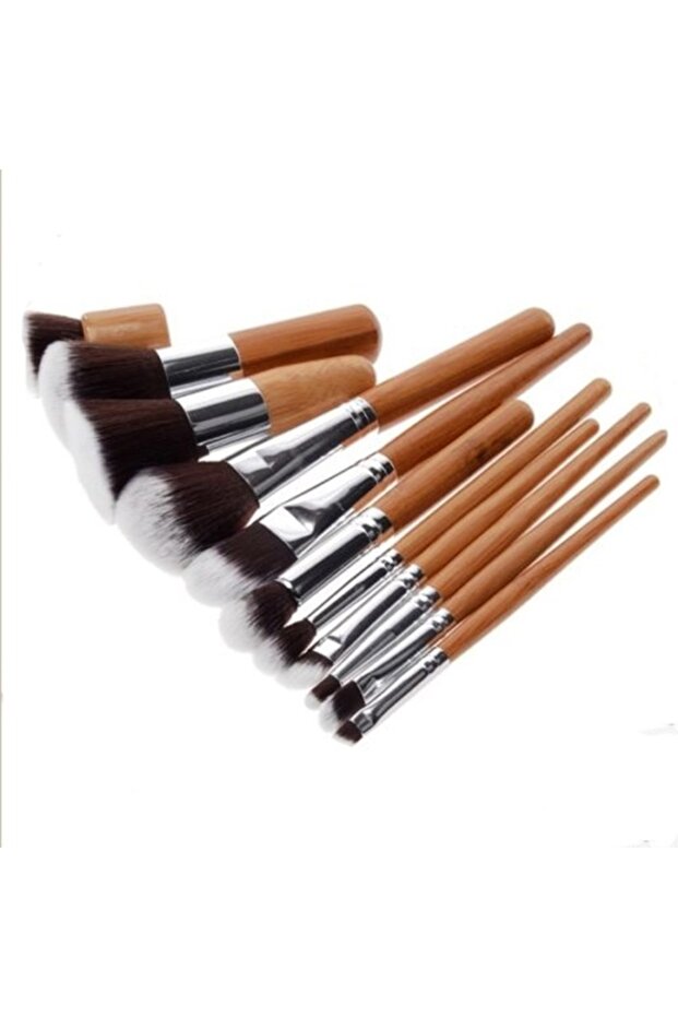 11 Parça bambu makyaj fırça seti - 2