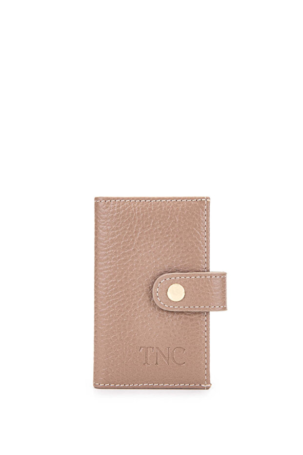 Unisex Genuine Leather Taupe color Floating Card Holder