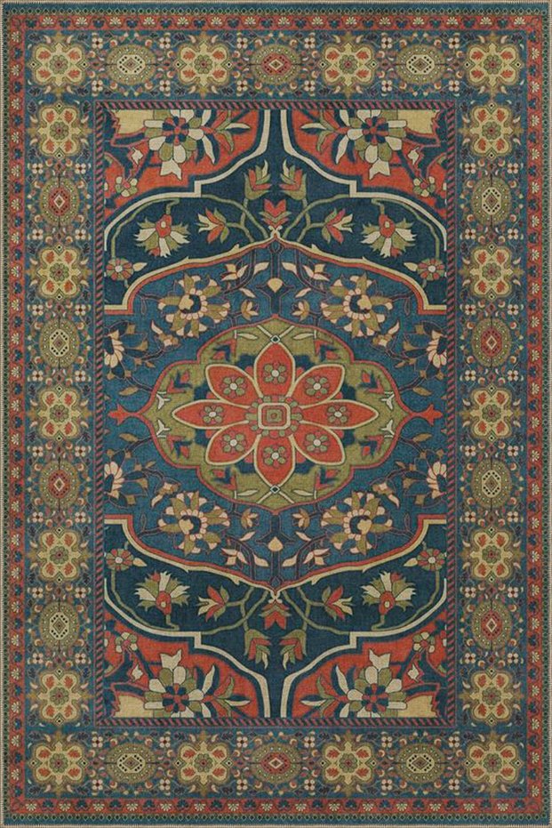 Red Green Starry Traditional Woven Base Washable Carpet Miravip9103