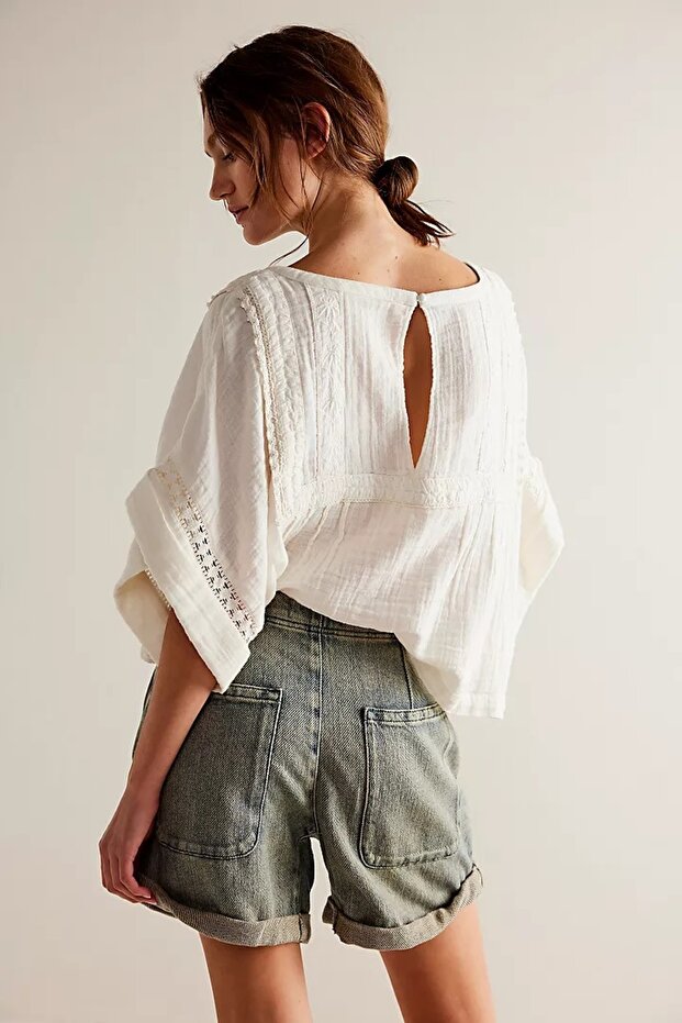 Tinted Dumanlı Lacivert Rengi Rahat Kalıp Denim Şort - 3