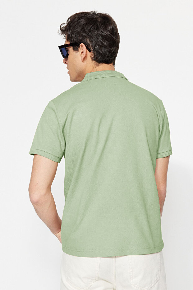 Mint Slim/Dar Kesim Yakası Çizgili Basic %100 Pamuklu Polo Yaka T-shirt TMNSS20PO0009 - 4