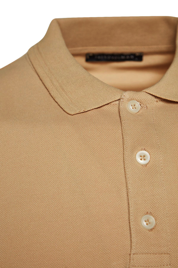 Beżowa, prążkowana, dopasowana koszulka polo z kołnierzykiem - 100% bawełny Tmnss20Po0009 - 8