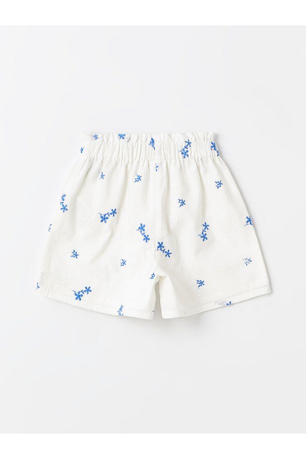 LCW baby Beli Lastikli Çiçekli Kız Bebek Şort - 2