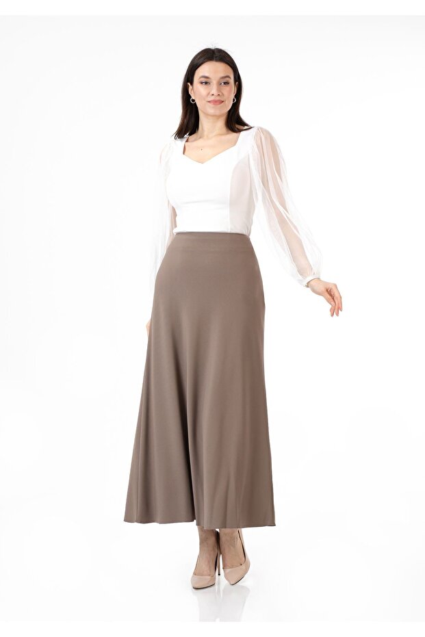Maxi Boy Mink Color A-Line Zippered Lined Classic Skirt