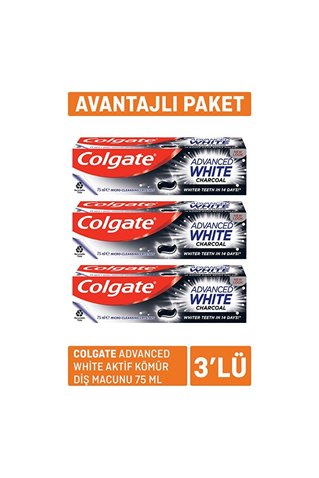 Advanced White Aktif Kömür Diş Macunu 75 ml * 3 - 1