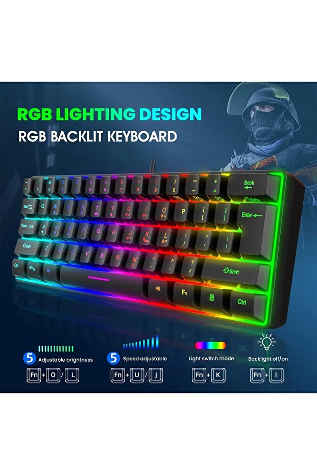 MEKANİK OYUNCU KLAVYESİ RGB LED IŞIKLI TYPE-C GİRİŞLİ RED SWİTCH MECHANİCAL GAMİNG KEYBOARD - 6