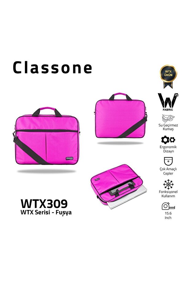 Wtx309 Wtxpro series 15.6 Inch Compatible Waterproof Fabric, Laptop, Notebook Handbag - Fuchsia