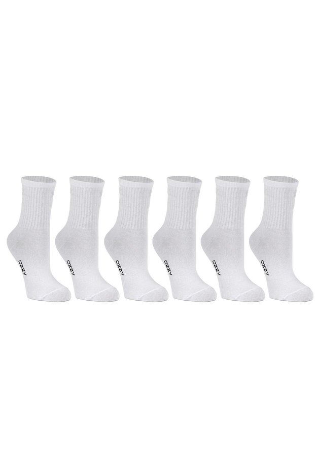 Women's 6-Piece White Colored Unlined Short Socks Tennis Socks