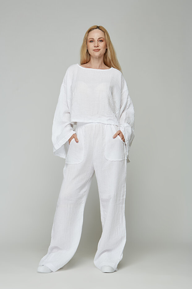 Maternity Muslin Elastic Trousers