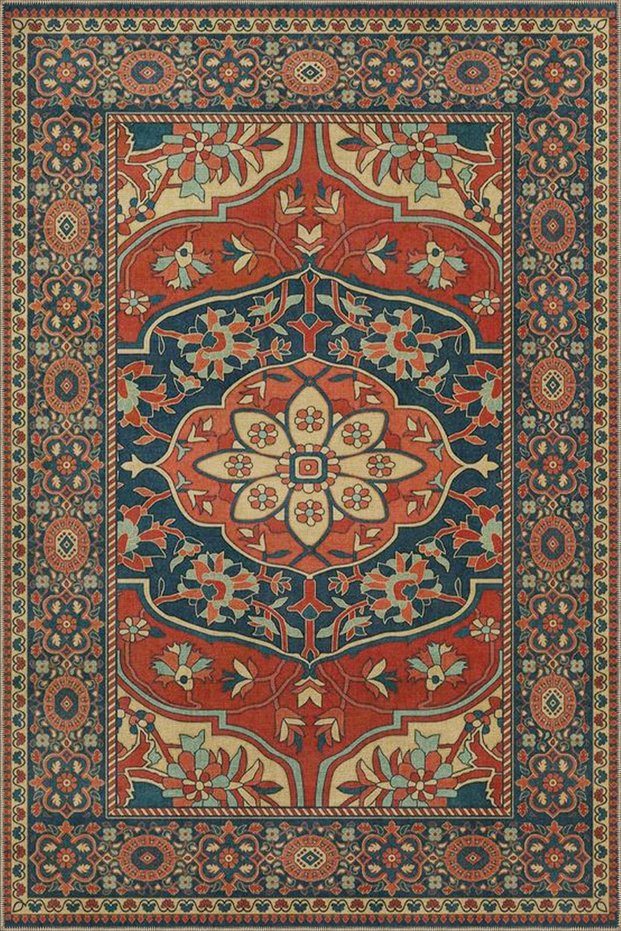 Red Traditional Woven Base Washable Carpet miravip9135