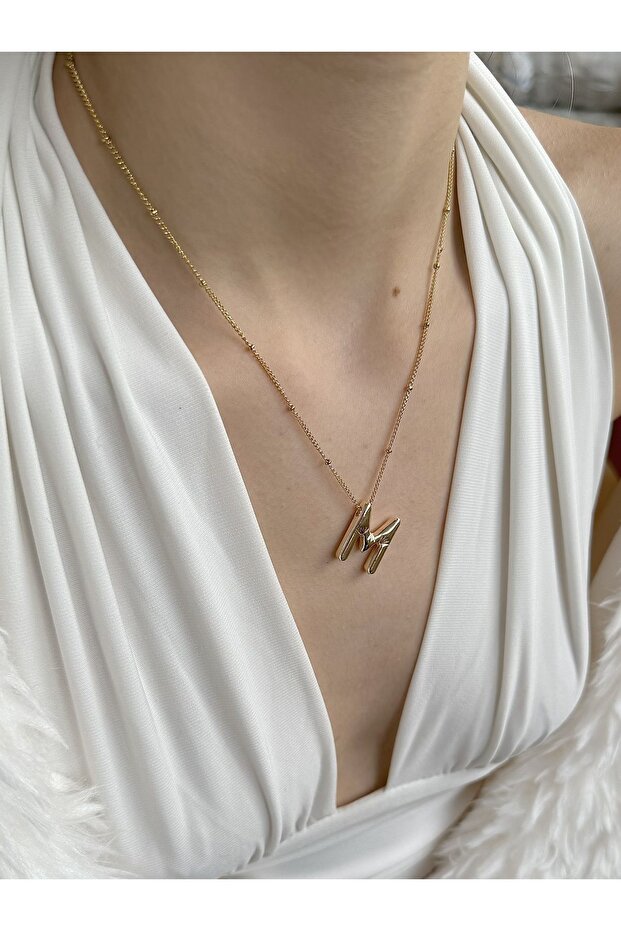 Gold Letter m Balloon Necklace