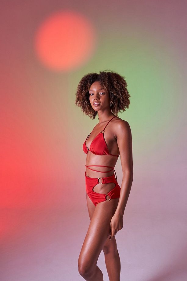 Üçgen Bağcıklı Ayarlanabilir Delphi Bikini Üstü Kırmızı - 1