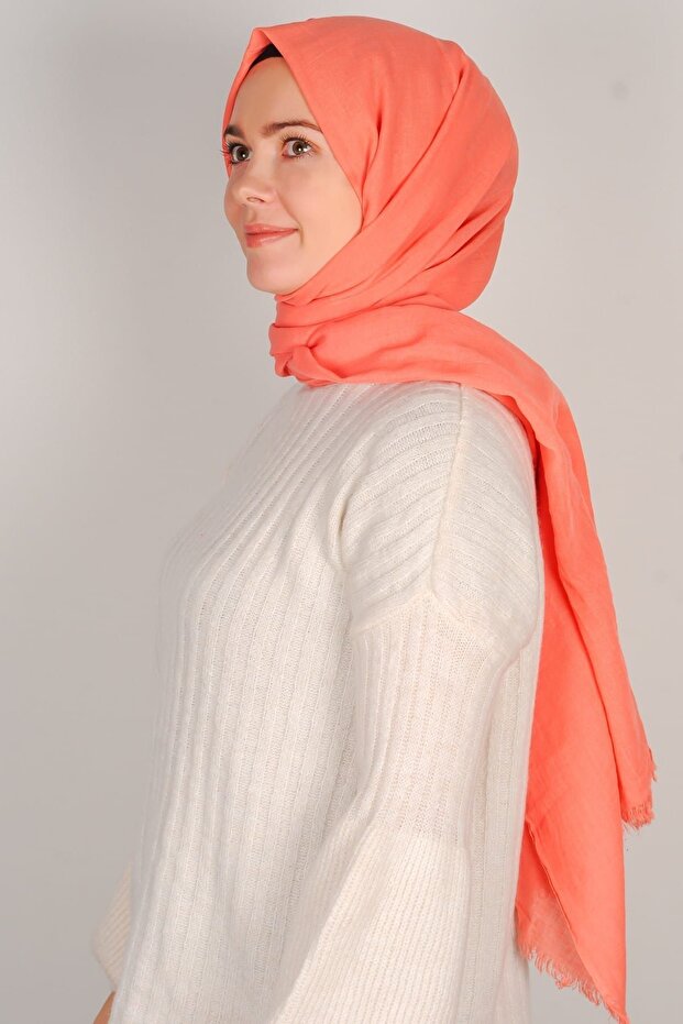 Peach Cotton Voile Shawl 10107