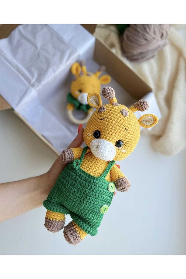 amigurumi sevimli tulumlu  zürafa tek - 1