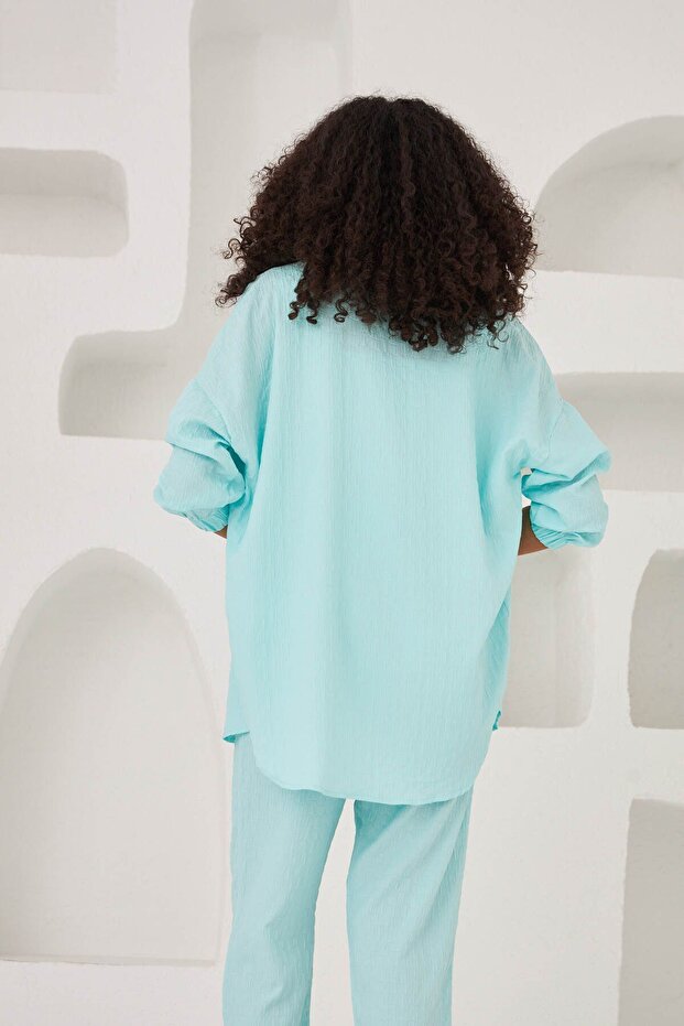 قميص كبير الحجم منقوش بجيب مزدوج - 3