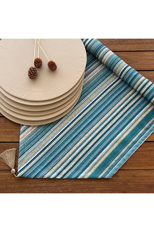 Placemat of 6, Light Brown, Linen Effect, Placemat and Table Runner Cover, New Collection