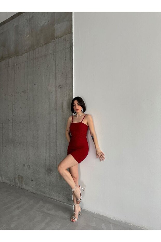 Kadın Sandy Drapeli Mini Elbise - 3