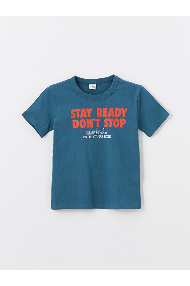Crew Neck Printed Short-Sleeved Boys' T-Shirt