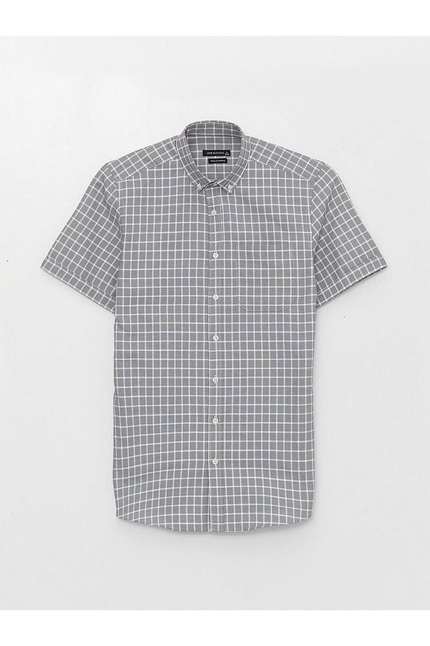 LCWAIKIKI Formal Regular Fit Kısa Kollu Ekose Armürlü Erkek Gömlek - 6