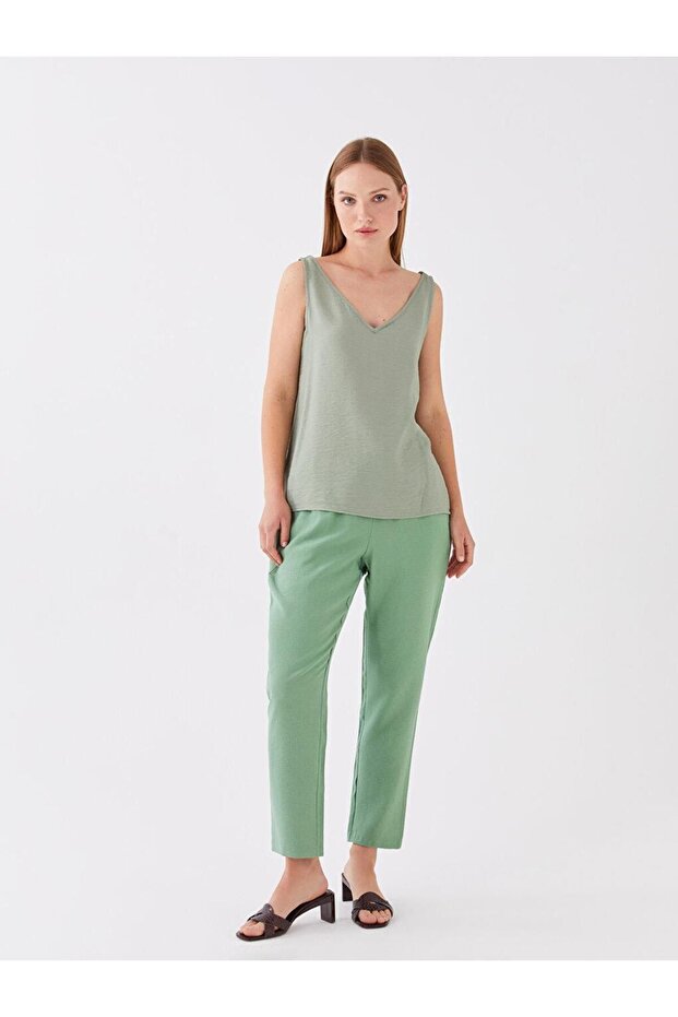 Lcwaikiki Basic Elastic Waist Carrot Cut Women's Trousers (S3)