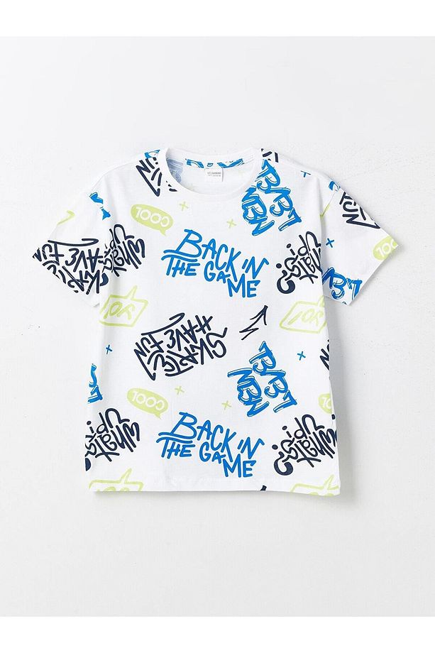 LCW Kids Bisiklet Yaka Baskılı Kısa Kollu Erkek Çocuk Şortlu Pijama Takımı - 2