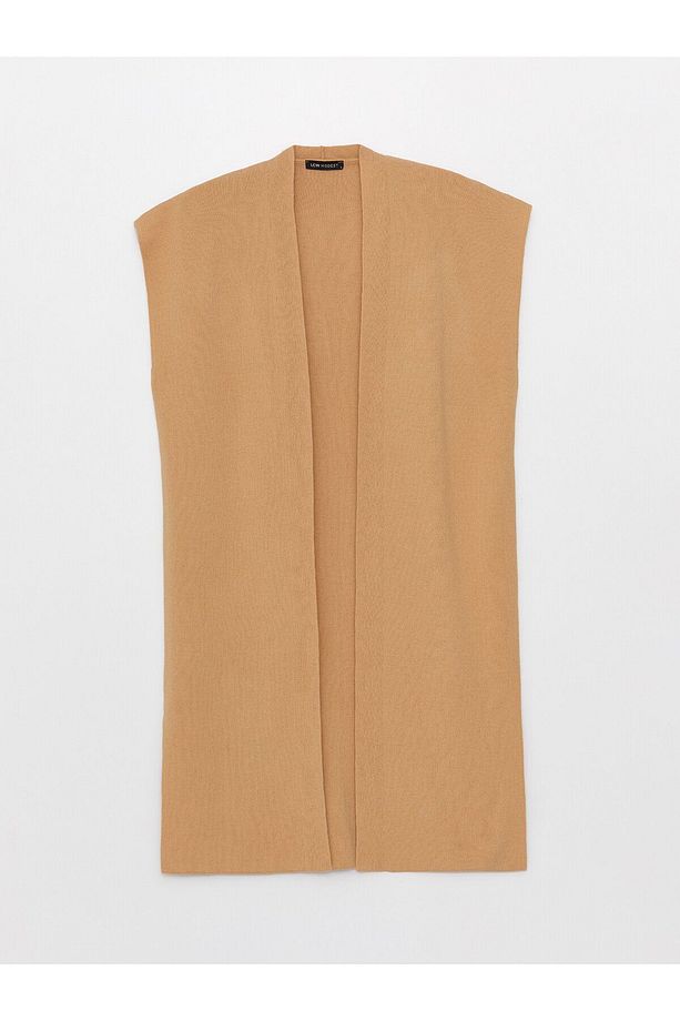 LCW Modest Şal Yaka Düz Oversize Kadın Triko Yelek - 5