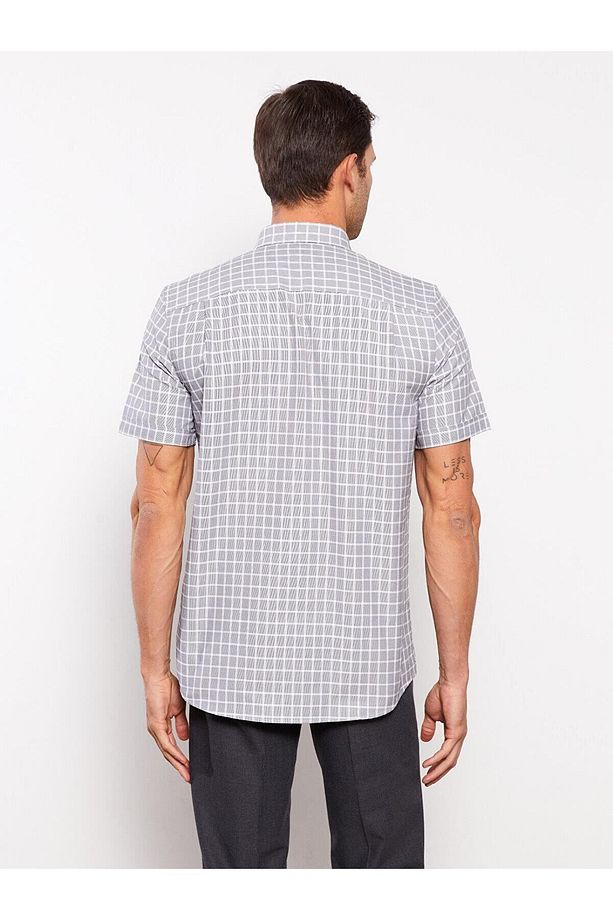 LCWAIKIKI Formal Regular Fit Kısa Kollu Ekose Armürlü Erkek Gömlek - 5