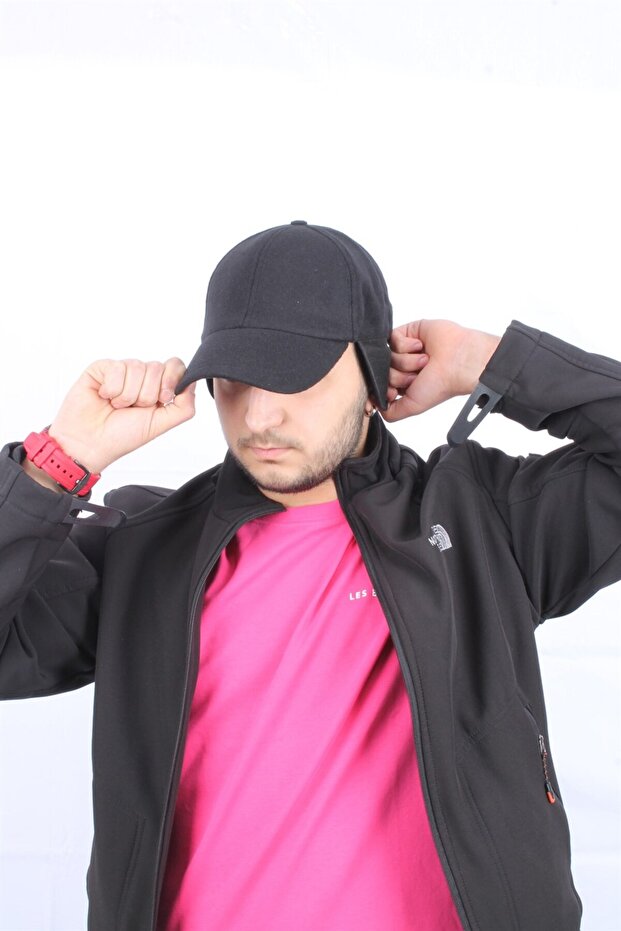 Men's Black Eared Hat Capklkr001