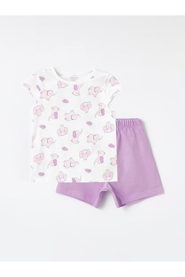 LCW baby Kız Bebek Şortlu Pijama Takımı - 1