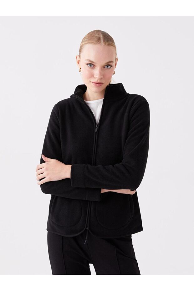 LCWAIKIKI Classic Women's Stand Collar Plain Zipper Sweatshirt