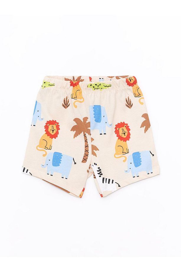 Bisiklet Yaka Kısa Kollu Baskılı Erkek Bebek Şortlu Pijama Takımı 2'li - 4