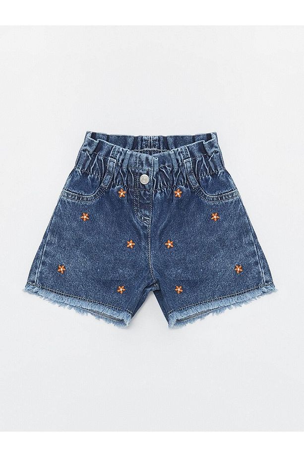 LCW baby Beli Lastikli Basic Kız Bebek Jean Şort - 1