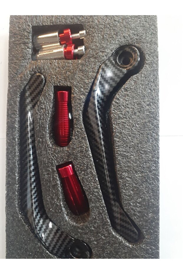 Motorcycle Hand Guard Manet Set Aluminum Carbon Detail Red