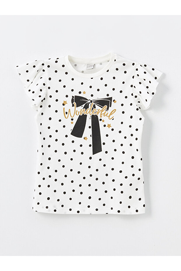 LCW Girl - Crew Neck Printed Short Sleeve T-Shirt