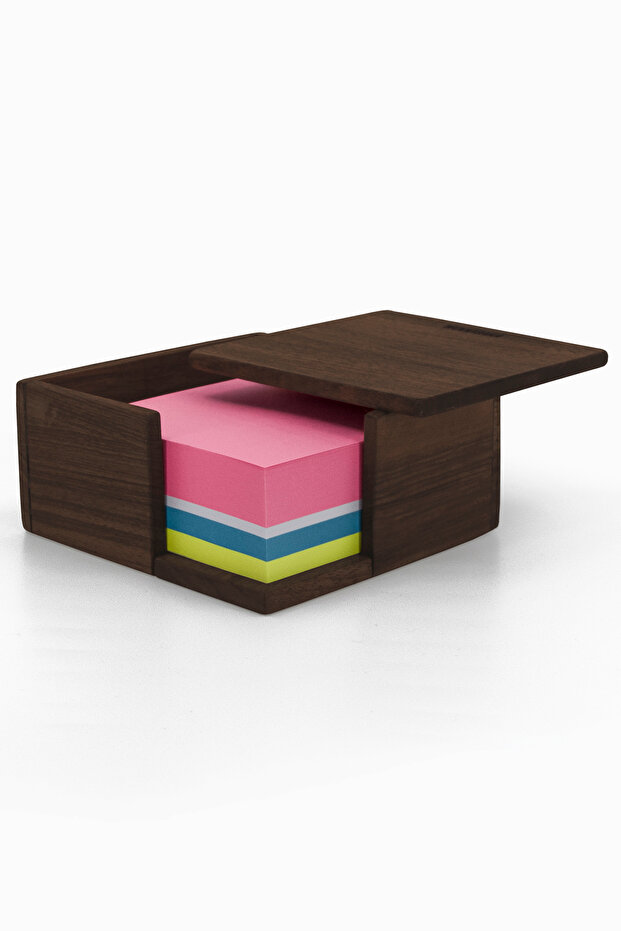 Walnut Patterned Cube Note Paper Box - 2