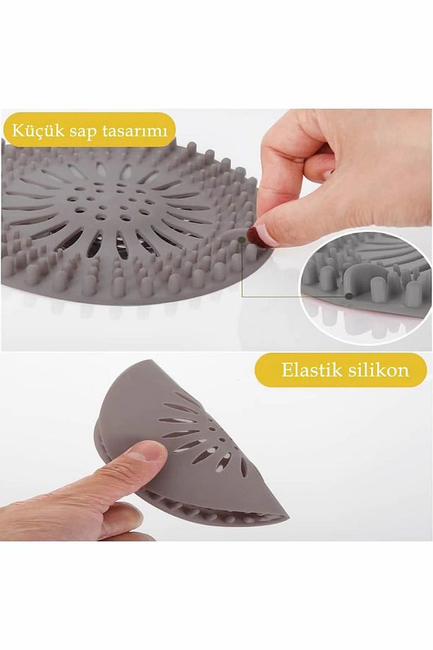 2 ADET Süzgeçli Silikon Lavabo Ve Küvet Tıkacı Yuvarlak Lavabo Tıkacı Süzgeç Banyo Süzgeç- ECOLUX - 4