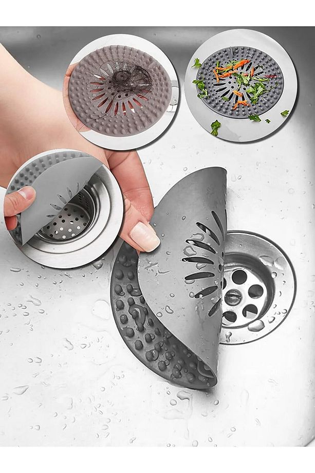 Süzgeçli Silikon Lavabo Ve Küvet Tıkacı Yuvarlak Lavabo Tıkacı Süzgeç Banyo Süzgeç- ECOLUX - 3