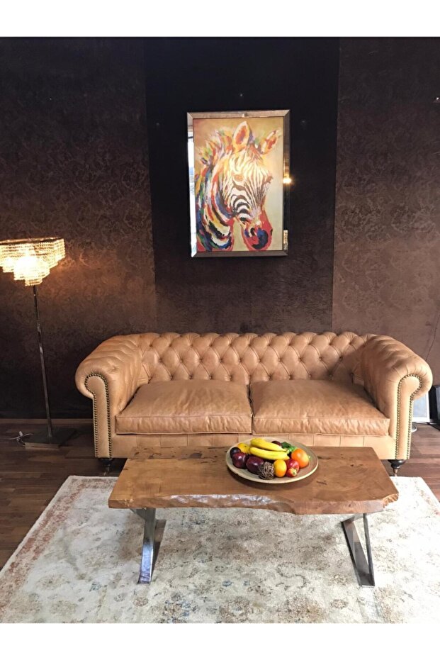 3a Bristol Taba Hakiki Deri Chesterfield - 5